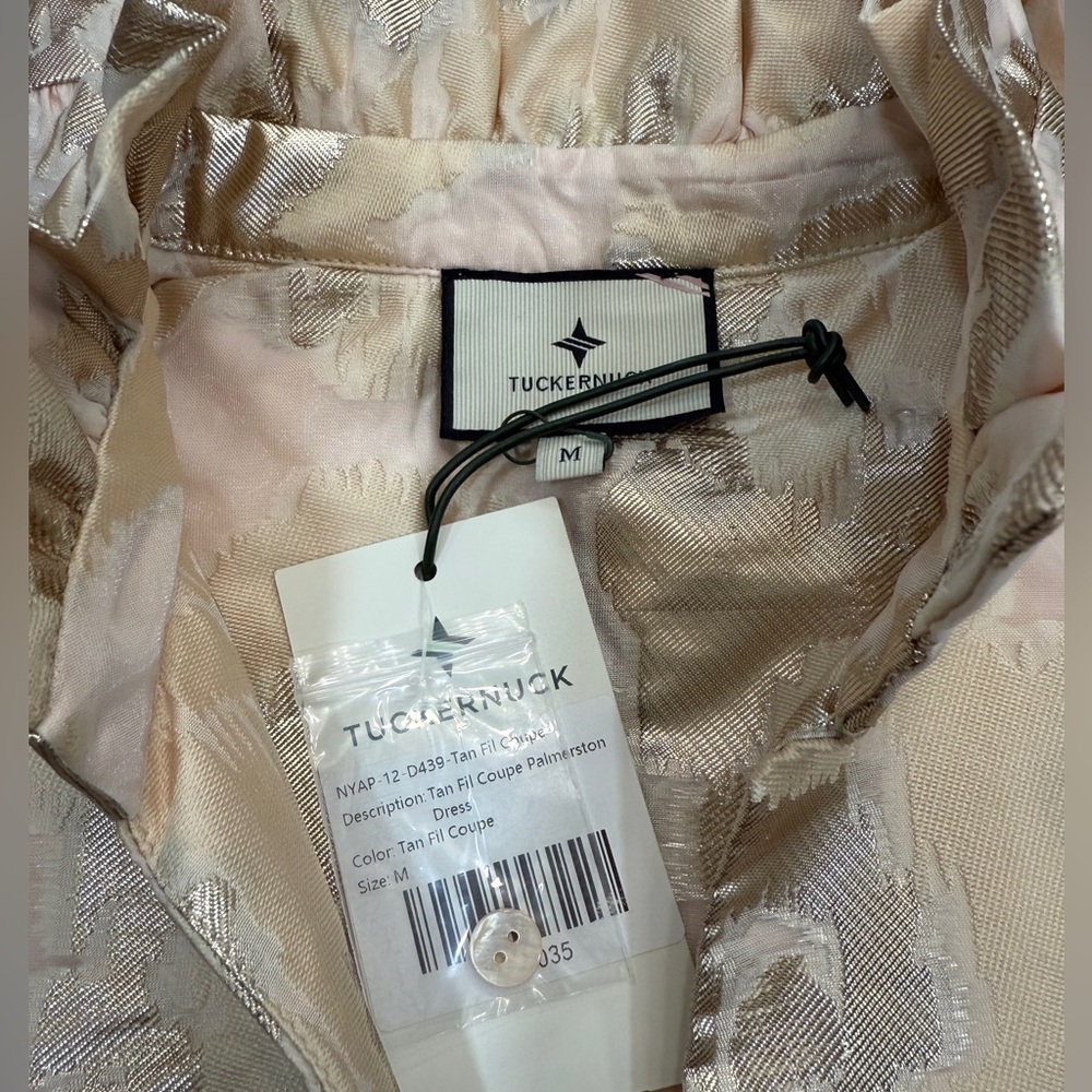 NWT Tuckernuck Palmerston Champagne Fil Coupé Mini Dress M Wedding Guest - Picture 8 of 13